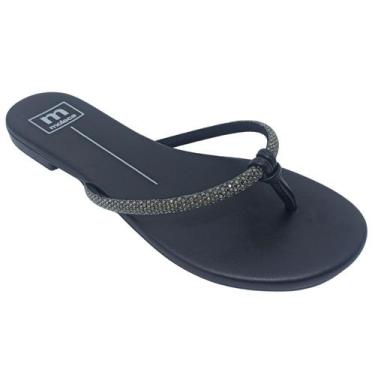 Imagem de Chinelo Moleca Feminino Napa Turim com Tira em Strass, Black diamond, 