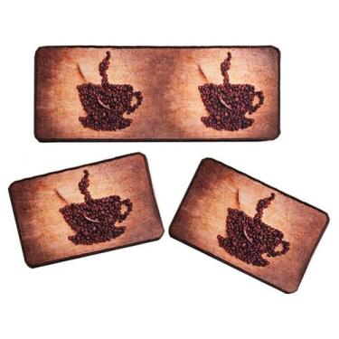 Imagem de Jogo de Tapetes Café para Cozinha Prime  - Niazitex 3 Peças