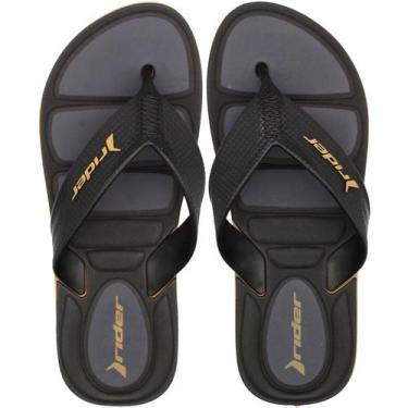 Imagem de Chinelo de Dedo Rider Pulse II Macio Masculino, Preto, Marrom, 43/44