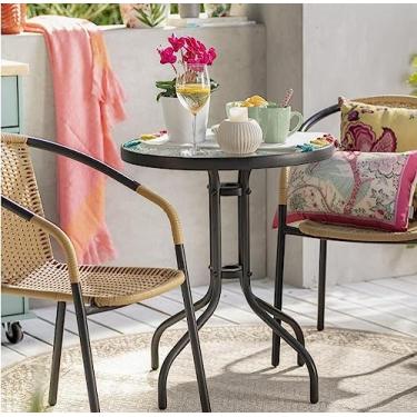 Imagem de Mesa Redonda com Vidro Temperado 60x70cm Preto Just Home Collection