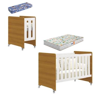 Imagem de Berço Americano Evolution 4 em 1 Branco Acetinado Savana com Colchão Mini e Colchão Americano Gazin - Reller