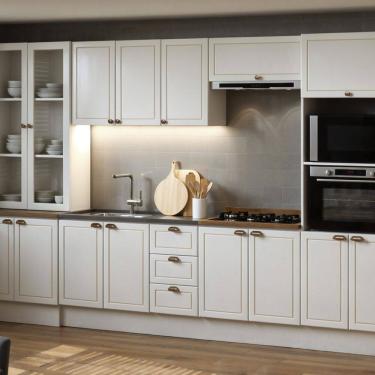 Imagem de Cozinha Modulada Completa 6 Peças Modelo Americano Provençal com Rodapé S Branco/Ébano