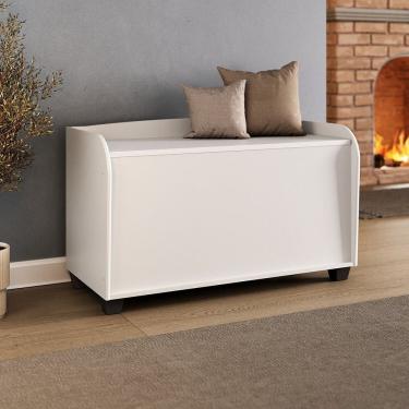 Imagem de Baú Caixa para Lenha Multiuso Branco Branco