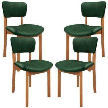 Imagem de Kit 4 Cadeiras Para Sala De Jantar Cozinha Living Estofada Dara L02 Couríssimo Verde Musgo - Lyam Decor
