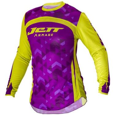 Imagem de Camisa Motocross Jett Armage 2022 Infantil, Roxo, Amarelo, 14