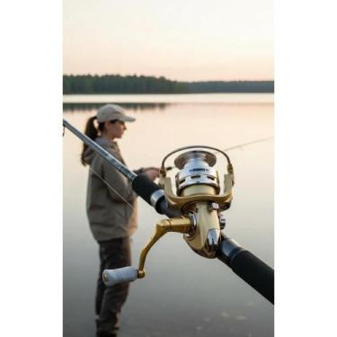 Imagem de Molinete Pesca 10 Rolamentos Dourado Manivela Dir/Esq 2000 - Congratul