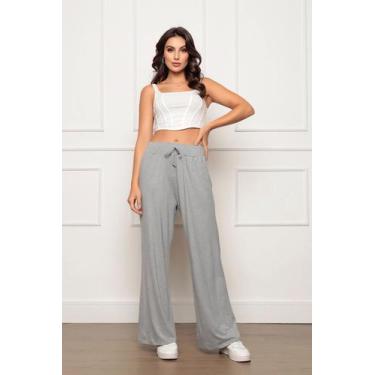 Imagem de Calça Pantalona de Viscolycra com bolsos Cinza - WE HAPPY, Cinza, M