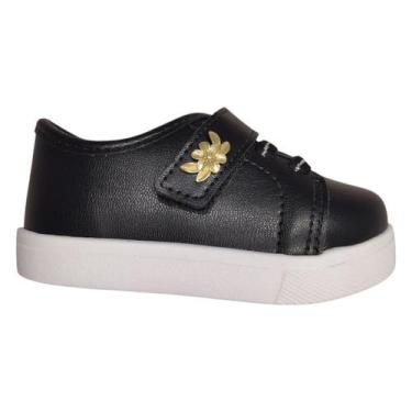 Imagem de Tenis Infantil Menina Bebe Molekinha Cadarço Casual 2118.587, Preto, 2