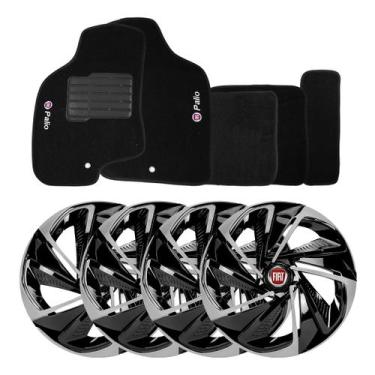 Imagem de Kit Carlota Esportiva Nitro 14 Preta Prata Tapete Palio G3 - Garagem O