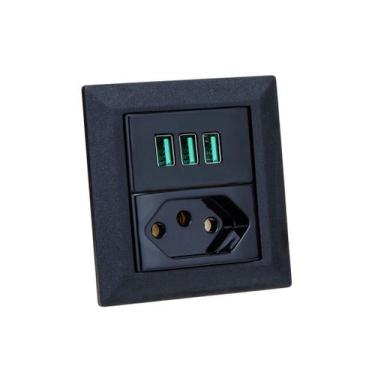 Imagem de Espelho Duplo Chanfrado com 1 Tom 20A 3 Usb 5.2A - CONNECT CAIXA TOMAD