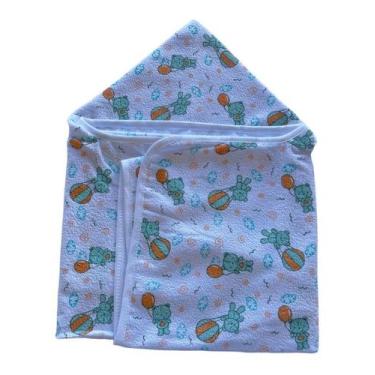 Imagem de Toalha De Banho Bebê Recém Nascido 100% Algodão Com Capuz Enxoval 70x8