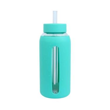 Imagem de Garrafa de Vidro 800ml Bink Com Canudo e Capa Silicone Garrafinha de Á
