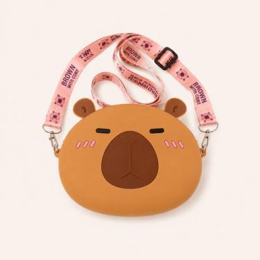Imagem de Bolsinha Mini Infantil Capivara Capy bala Mochilinha Silicone Confortá