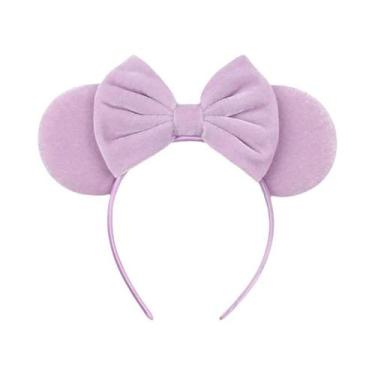 Imagem de Tiara De Veludo Com Orelhas De Rato Para Meninas, Faixa De Cabelo Maci