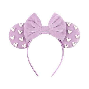 Imagem de Tiara De Veludo Com Orelhas De Rato Para Meninas, Faixa De Cabelo Maci