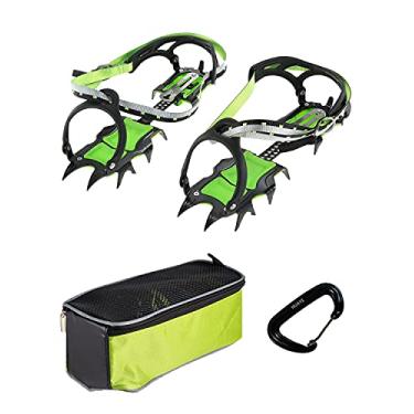 Imagem de HUAYE BRS 14 dentes Crampons de gelo com espigões para neve e inverno, botas de neve com mosquetão para atividades ao ar livre, caminhadas e escaladas (2,5)