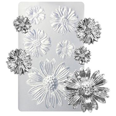 Imagem de Funshowcase Molde de silicone de girassol para fondant Sugar Craft, resina epóxi, projetos de artesanato de argila de polímero