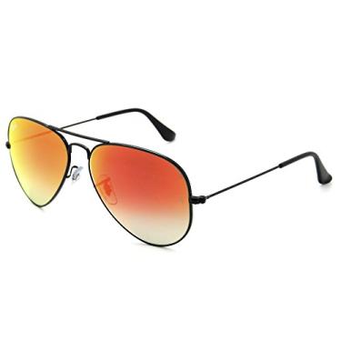 Imagem de Óculos de sol Ray-Ban RB3025 aviador unissex de metal grande, Shiny Black Frame/Mirror Gradient Red Lens 002/4w, Medium