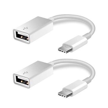 Imagem de Adaptador USB C para USB [pacote com 2], cabo OTG tipo C macho para adaptador USB A fêmea compatível com Pro/Air 2019 2018 2017, S20 S20+ Ultra Note 10 S9 S8 (branco)