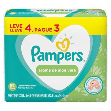 Imagem de Lenços Umedecidos Pampers Aroma de Aloe Vera 192 Unidades