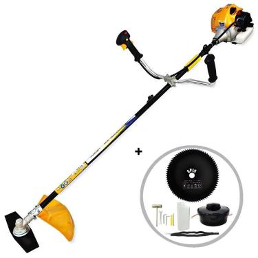 Imagem de Roçadeira Semiprofissional Vulcan VR330H 2T 33CC 1,30HP Potente com Lâmina 2 Pontas e Carretel Nylon + Disco Extra Circular 80 Dentes Tamanho 255mm