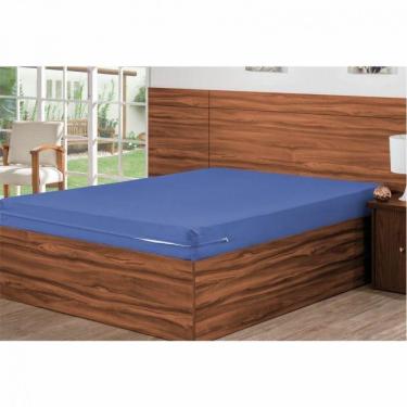 Imagem de Capa para Colchão com Zíper Queen Azul Bordados Ricardo