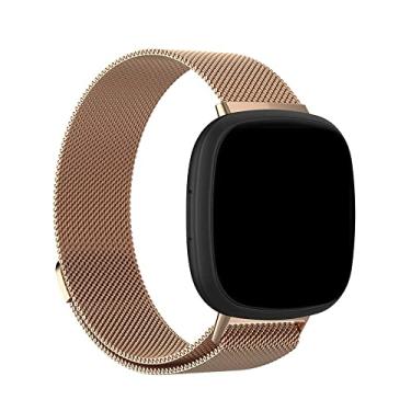 Imagem de Pulseira Magnetica-Milanese compativel com Fitbit Versa 4 e Versa 3 - Fitbit Sense e Sense 2 - Marca LTIMPORTS (Rose Gold)