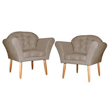 Imagem de Kit 02 Poltronas Decorativa Amélia Pés Palito Suede Capuccino - DS Estofados