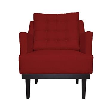 Imagem de Poltrona Decorativa Stefanie Com Base Madeira Tabaco Suede Vermelho - DS Estofados
