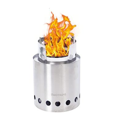Imagem de EMOT Fogueiras portáteis de aço inoxidável para uso ao ar livre, mochilão, caminhadas, piquenique, churrasco, fogão de madeira ao ar livre, mochilão, 12,7 cm