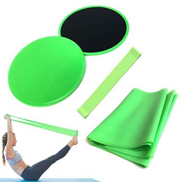 Imagem de Tingpai 4 pcs Conjunto de Equipamentos de Yoga Discos Núc Sliders Resistência Loop Band Exercício Cinta de Látex Perfeito Treinamento do Núc Abdominal Gym Gym Pilates Rehab Kit