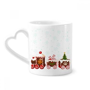Imagem de Caneca de Natal com tema de trem de doces para festivais de café cerâmica copo de coração de vidro