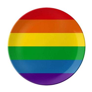 Imagem de Rainbow Gay Lésbicas Bissexuais LGBT Prato Decorativo Porcelana Salver Louça Prato de Jantar
