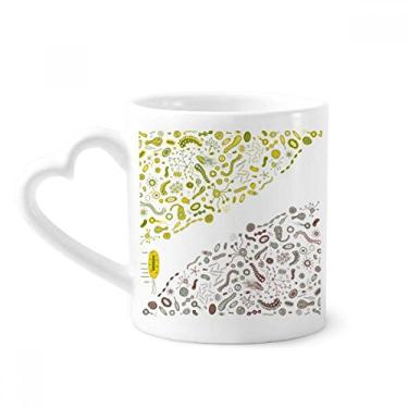 Imagem de Linda caneca com ilustração de célula de criatura verde café cerâmica copo de coração de vidro