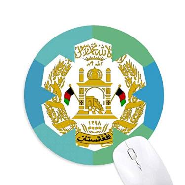 Imagem de Mouse pad com emblema nacional de Kabul do Afeganistão redondo de borracha azul floco de neve