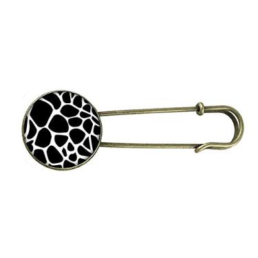 Imagem de Girafa Animal Art Grain Ilustração Padrão Retro Metal Broche Pin Clip Joias