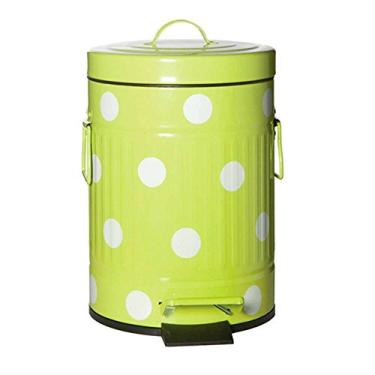 Imagem de Lixeira Cute Dots Poás Verde com Pedal em Metal - 5 Litros - 31x20 cm