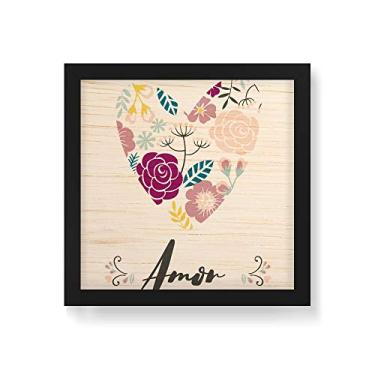 Imagem de Arte Maníacos Quadro Decorativo em Madeira Amor Coração Fundo Branco - 30x30cm (Moldura caixa em laca preta)