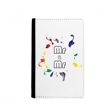 Imagem de LGBT Porta-cartões com bandeira de arco-íris Mr & Mr Passport Notecase Burse