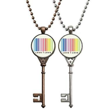 Imagem de OFFbb-USA Colar com pingente de chave de consulta igual, colorido, arco-íris, joias, decoração de casais