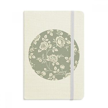 Imagem de Caderno de ilustração de folhas com flores de rosas em tecido oficial capa dura diário clássico