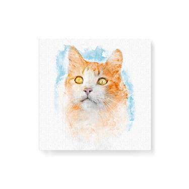 Imagem de Arte Maníacos Quadro Decorativo em Tela Canvas Gato Aquarela - 30x30cm