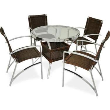 Imagem de Conjunto de mesa com 4 cadeiras para área interna e externa