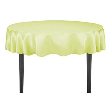 Imagem de LinenTablecloth Toalha de mesa redonda de cetim de 178 cm verde chá