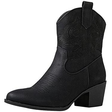 Imagem de GLOBALWIN Botas femininas The Western Wear Fashion Cowboy Cowgirl Free Birds Country Concert Discoteca de salto baixo para mulheres, 19yy16 Preto, 36