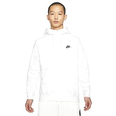 Imagem de Nike Moletom masculino esportivo com capuz e zíper de lã, masculino, branco/preto, 3GG-T