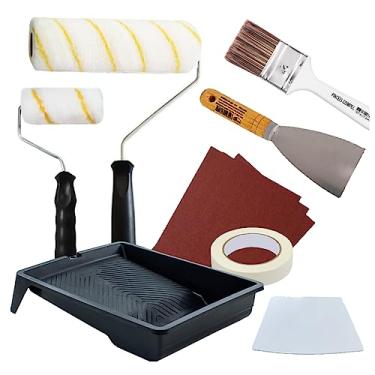 Imagem de Kit Pintura Parede Completo Rolo Sem Respingo 7 Peças + Lixa + Fita Crepe