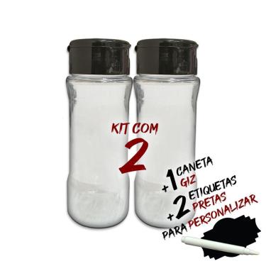 Imagem de Kit 2 Potes T130 Tempero de Cozinha + Etiquetas + Caneta Giz