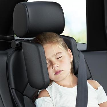 Imagem de JZCreater Almofada de encosto de cabeça para carro, almofada de suporte para pescoço de cabeça, encosto de cabeça para assento de carro para crianças, almofada de dormir ajustável