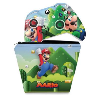 Imagem de Capa Case E Skin Compatível Xbox One Slim X Controle - Super Mario Bro